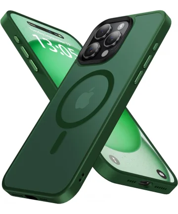 iPhone 15 Pro Max Hoesje met MagSafe Back Cover Matte Midnight Green Hoesjes