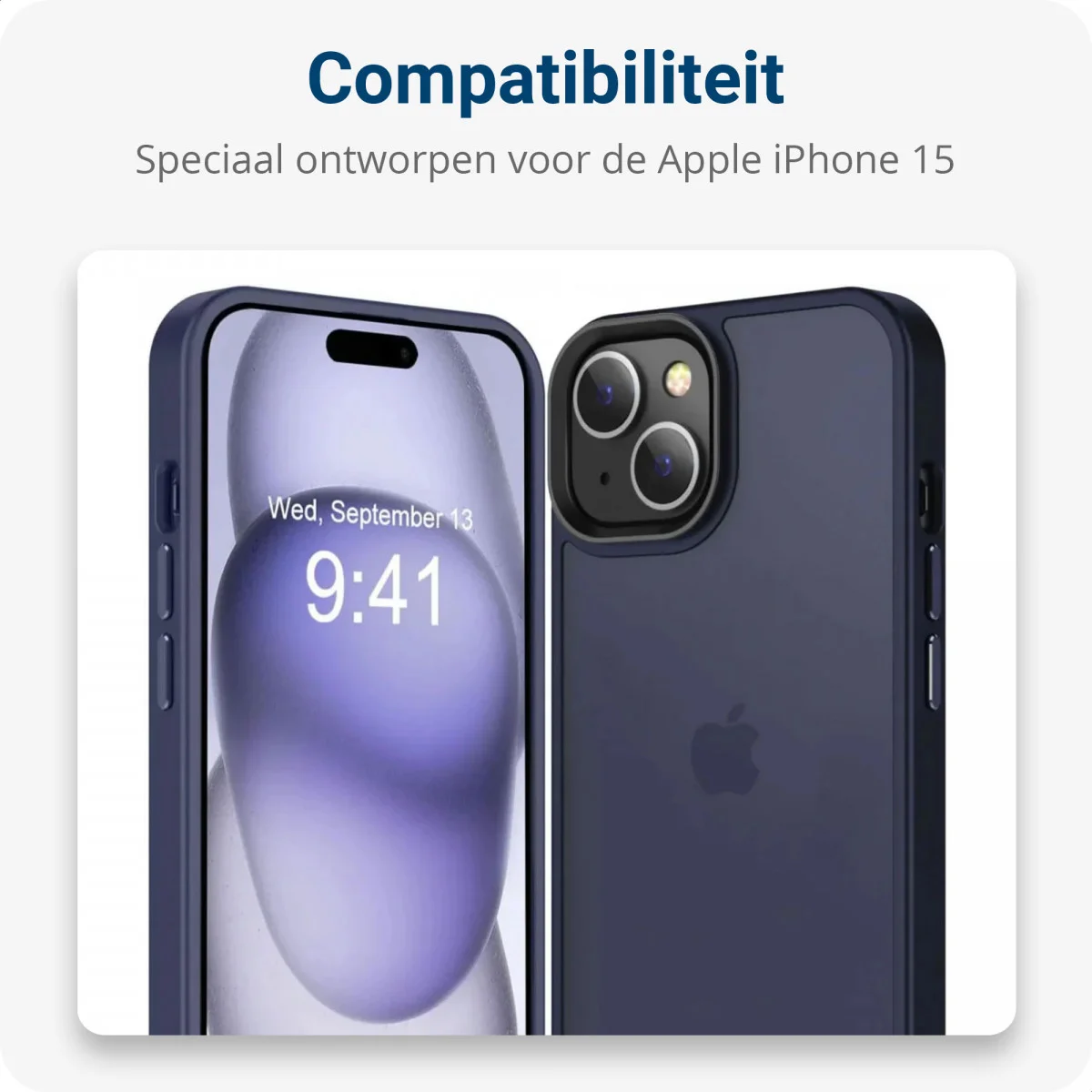 Apple iPhone 15 Hoesje Back Cover Matte Donker Blauw afbeelding 3