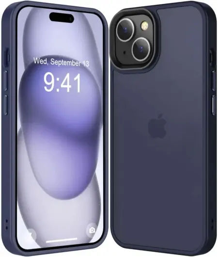 Apple iPhone 15 Hoesje Back Cover Matte Donker Blauw afbeelding 1
