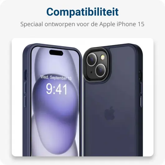 Apple iPhone 15 Hoesje Back Cover Matte Donker Blauw afbeelding 3