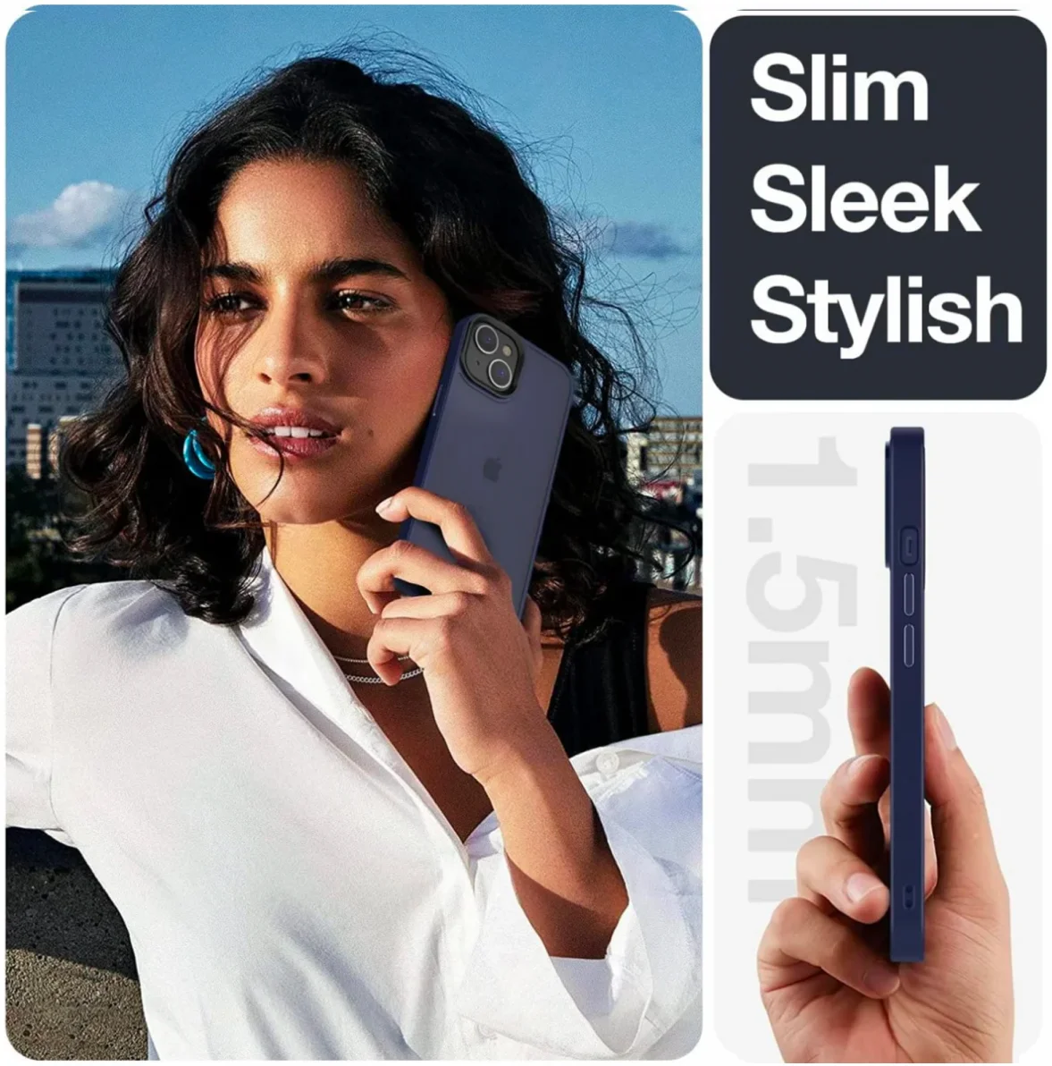 Apple iPhone 15 Plus Hoesje Back Cover Matte Donker Blauw afbeelding 2