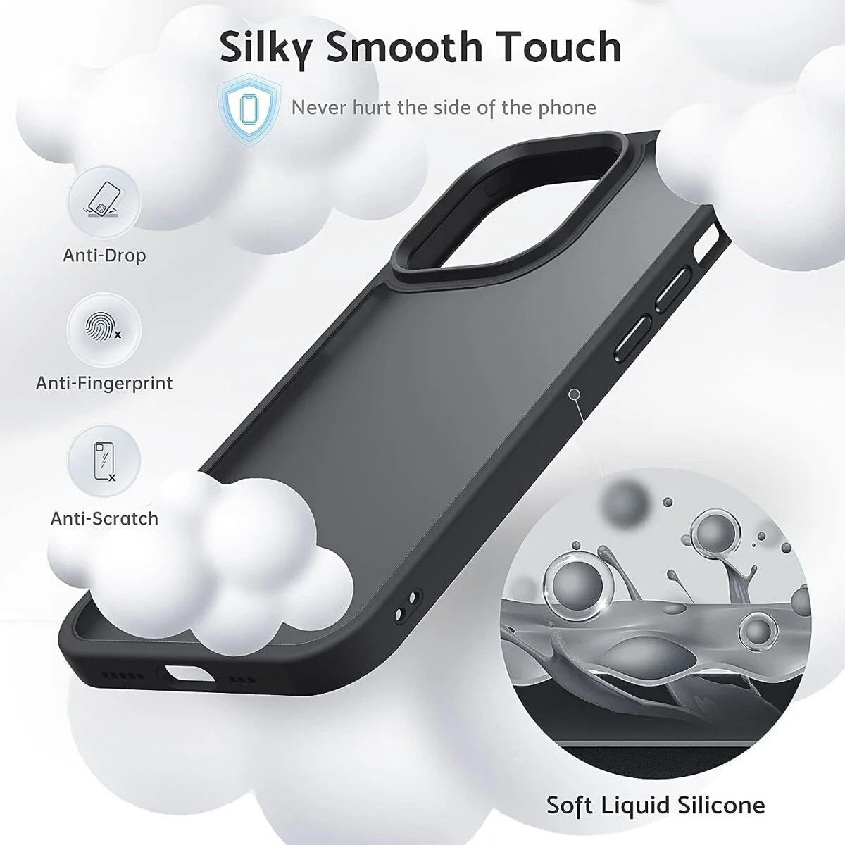 Apple iPhone 15 Pro Max Hoesje Back Cover Matte Zwart afbeelding 2