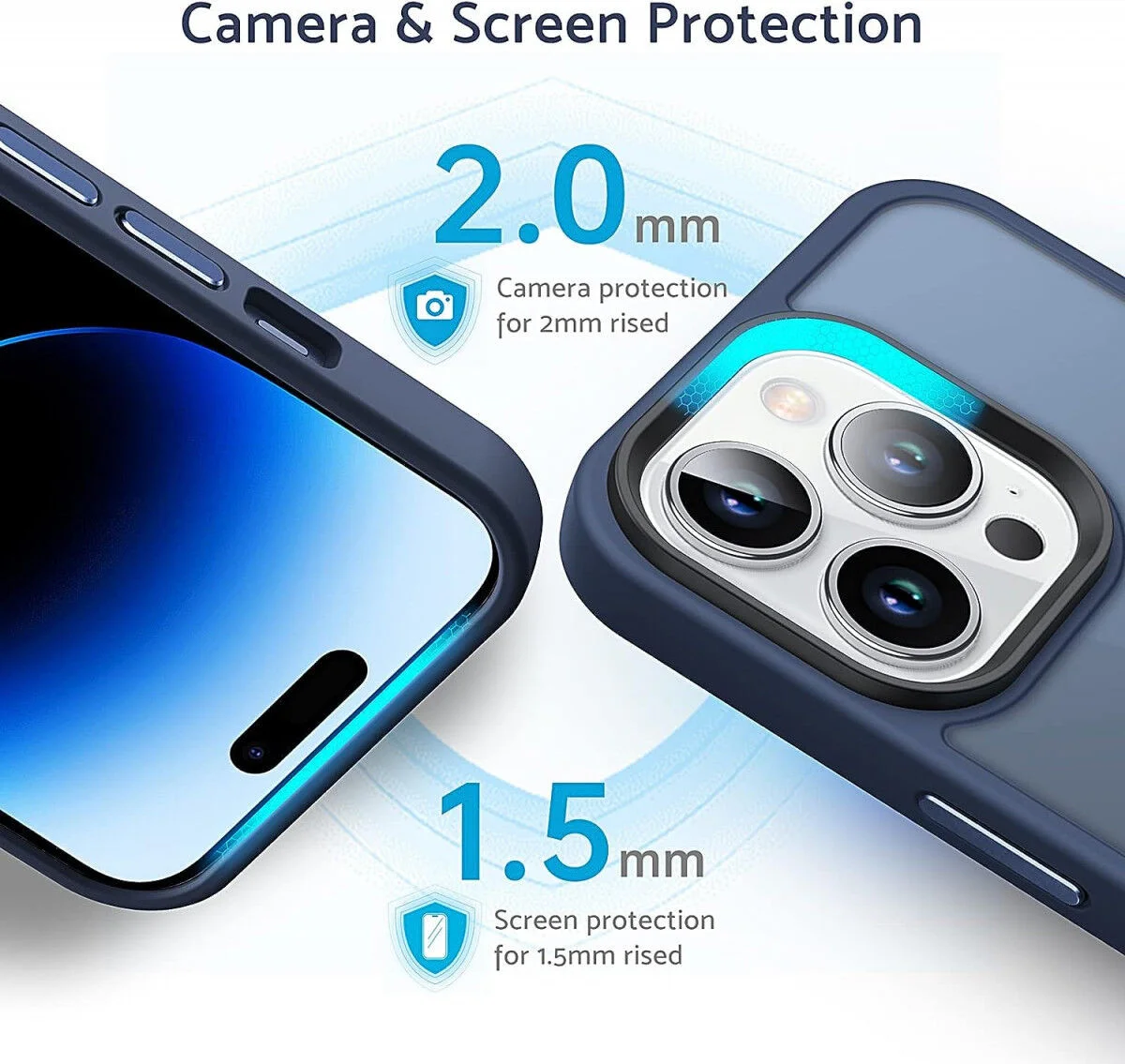 Apple iPhone 15 Pro Max Hoesje Back Cover Matte Donker Blauw afbeelding 3