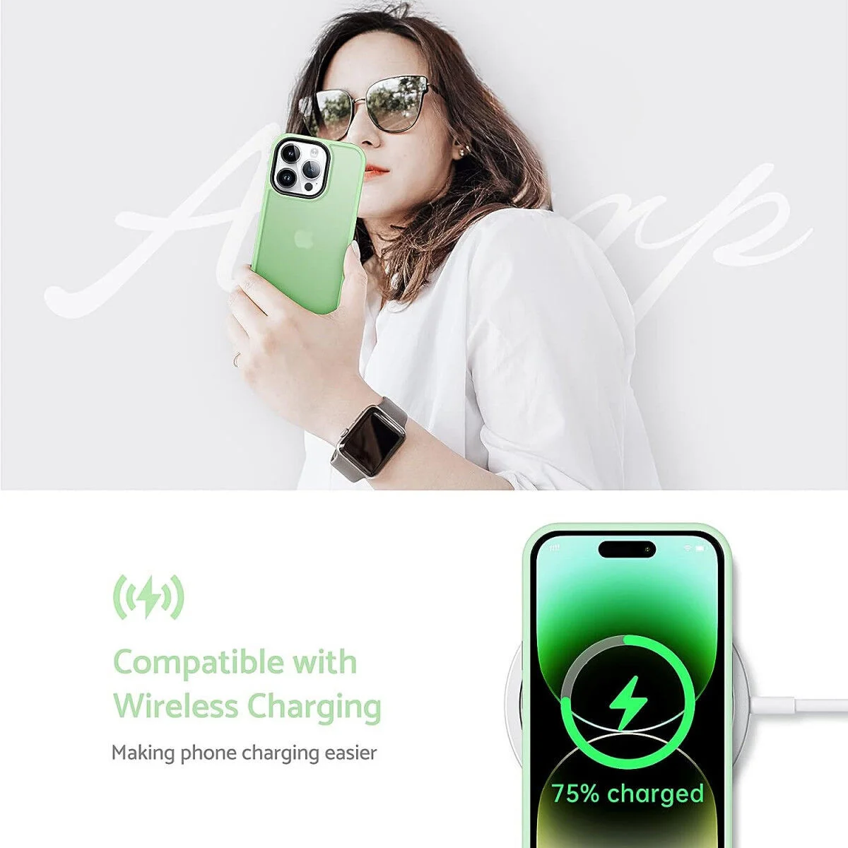 Apple iPhone 15 Pro Max Hoesje Back Cover Matte Groen afbeelding 4