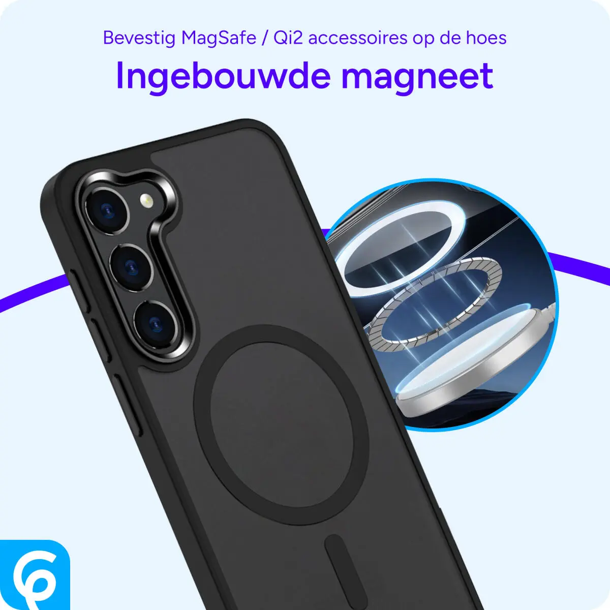 Samsung Galaxy S23 Hoesje met MagSafe Back Cover Matte Zwart afbeelding 2