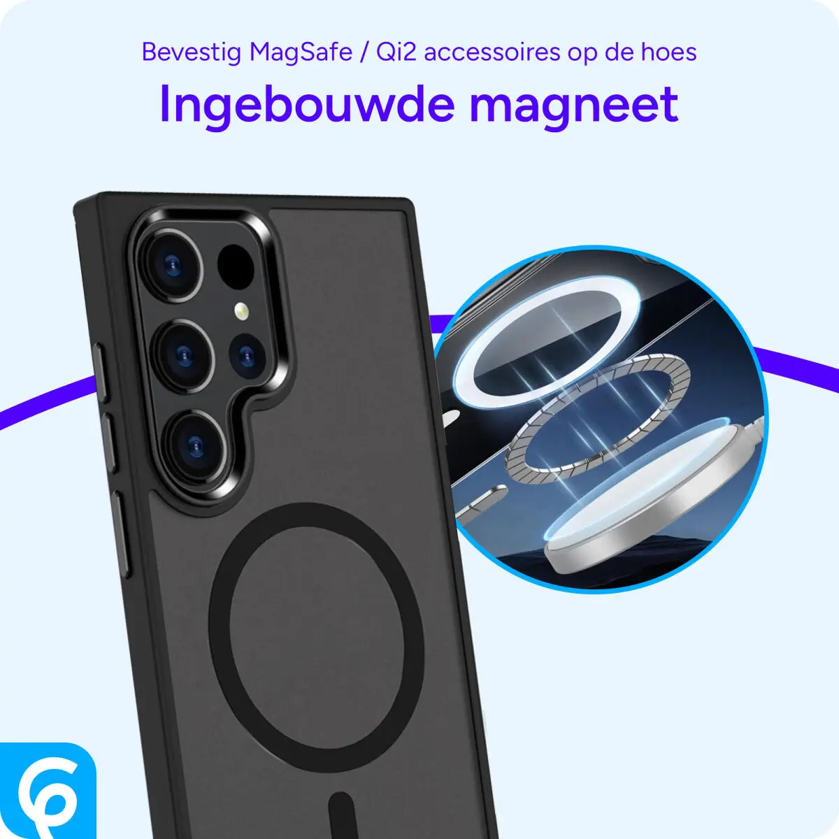 Samsung Galaxy S23 Ultra Hoesje met MagSafe Matte Zwart afbeelding 4