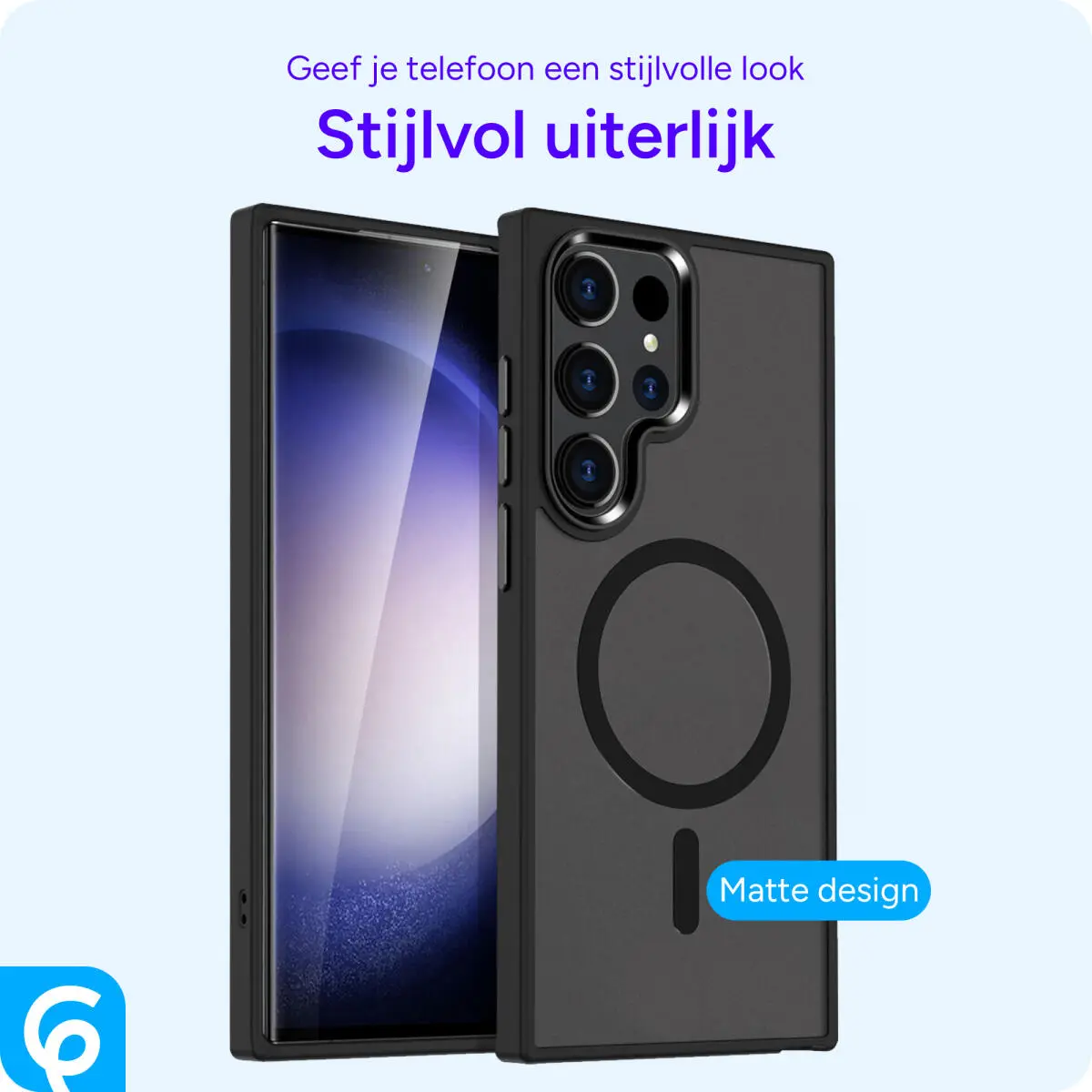 Samsung Galaxy S23 Ultra Hoesje met MagSafe Matte Zwart afbeelding 6