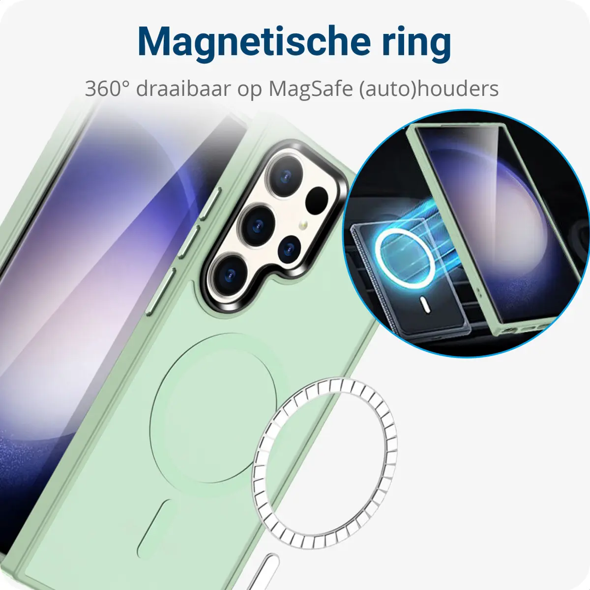 Samsung Galaxy S23 Ultra Hoesje met MagSafe Matte Groen afbeelding 2