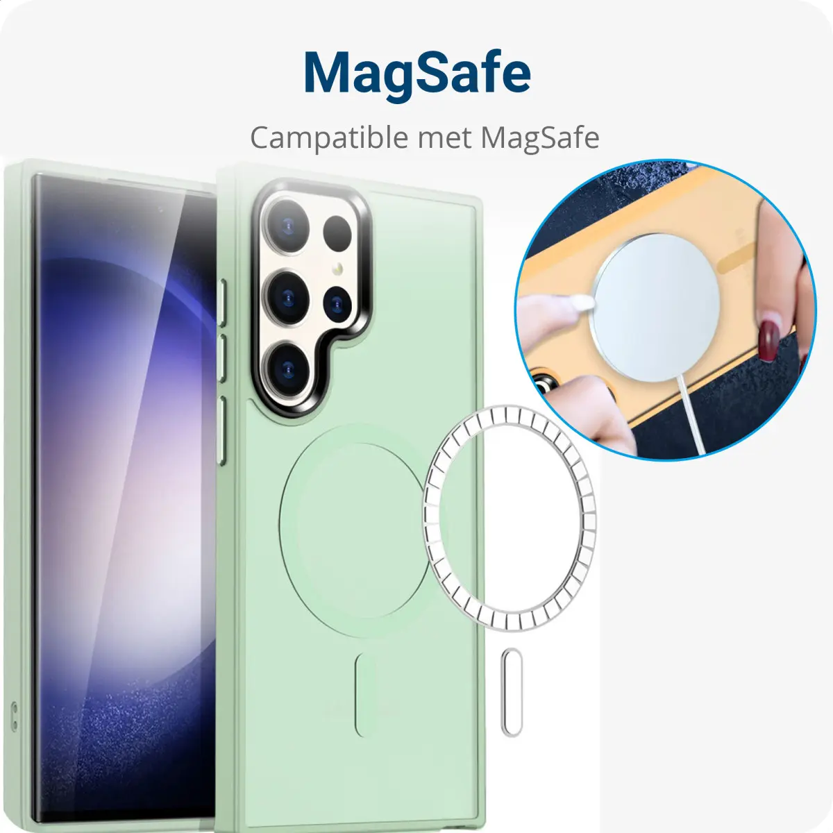 Samsung Galaxy S23 Ultra Hoesje met MagSafe Matte Groen afbeelding 5