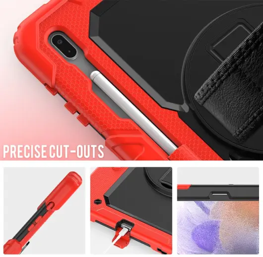 Samsung Galaxy Tab S8+ S7+ / S7 FE Hoes met Screen Protector en Handriem Rood afbeelding 7