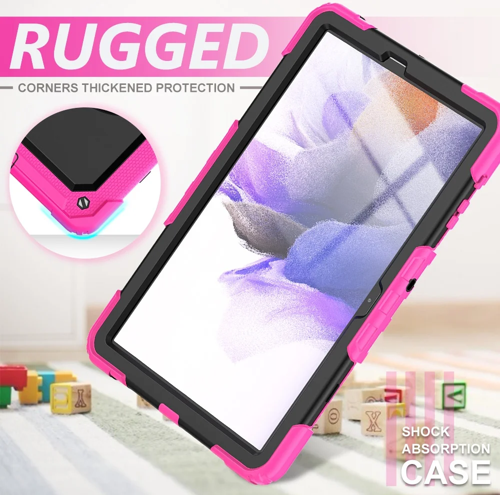 Samsung Galaxy Tab S8+ S7+ / S7 FE Hoes met Screen Protector en Handriem Roze afbeelding 4