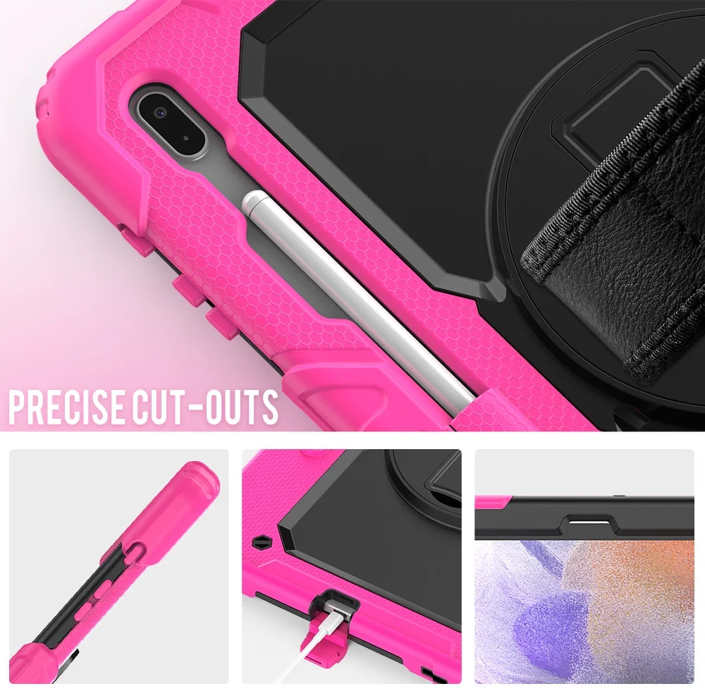 Samsung Galaxy Tab S8+ S7+ / S7 FE Hoes met Screen Protector en Handriem Roze afbeelding 7