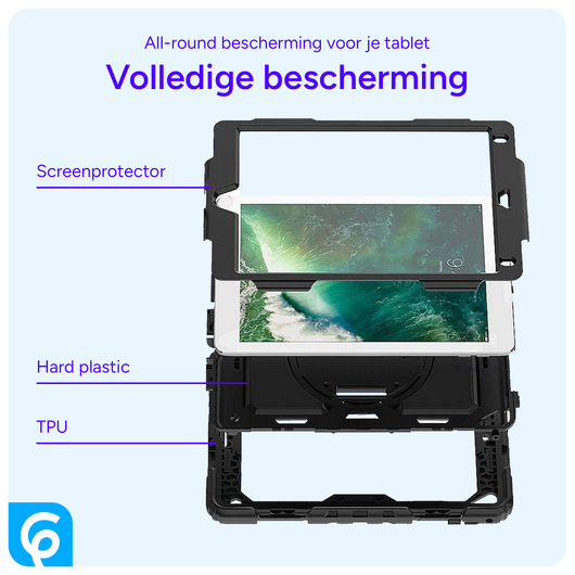 Apple iPad 9.7 (2017/2018) / Air 2 Hoes met Screen Protector en Handriem Blauw afbeelding 8