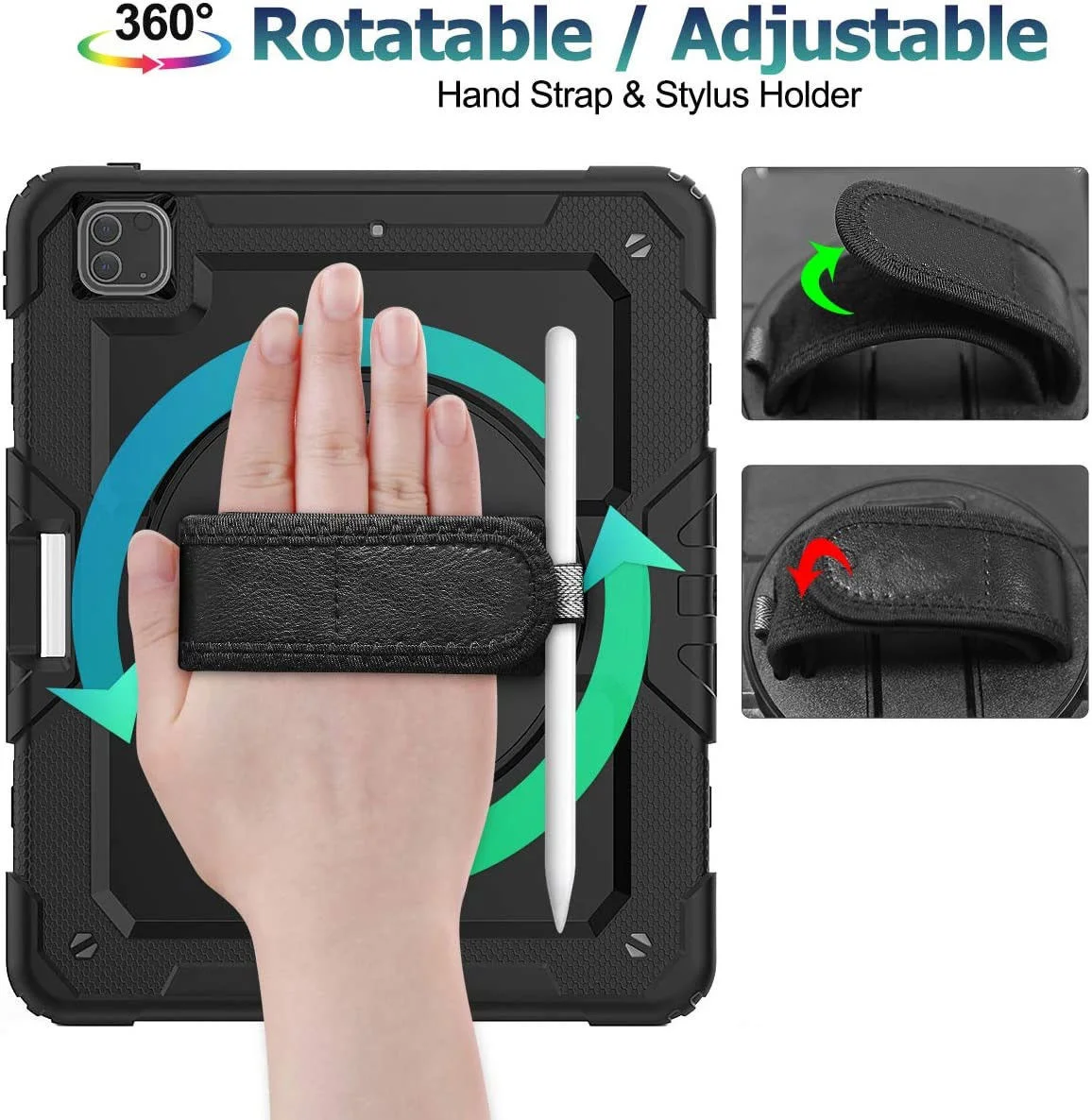 Apple iPad Pro 12.9 Hoes met Screen Protector en Handriem Roze afbeelding 5