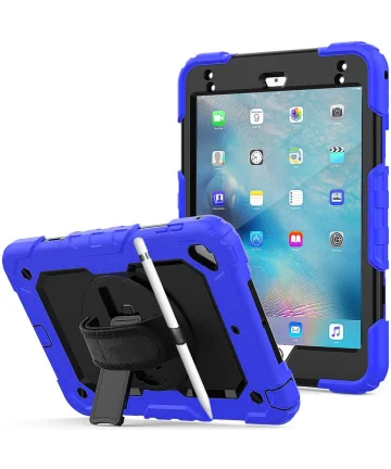 Apple iPad Mini 4/5 Hoes met Screen Protector en Handriem Blauw Hoesjes
