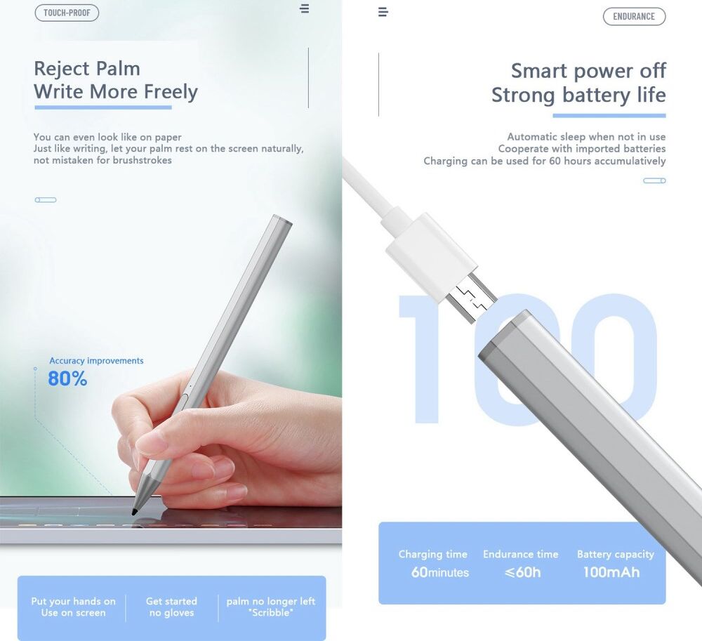 WR18 Micro USB Complete Actieve Surface Stylus Pen Met Palm Rejection afbeelding 5