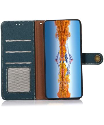KHAZNEH iPhone 15 Pro Hoesje RFID Wallet Book Case Leer Groen Hoesjes