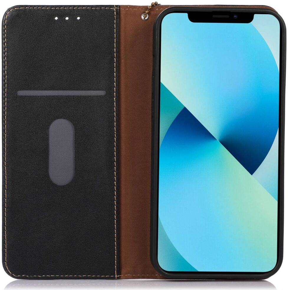 KHAZNEH Apple iPhone 15 Hoesje RFID Portemonnee Book Case Leer Zwart afbeelding 1