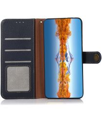 KHAZNEH iPhone 15 Pro Max Hoesje RFID Portemonnee Book Case Leer Blauw