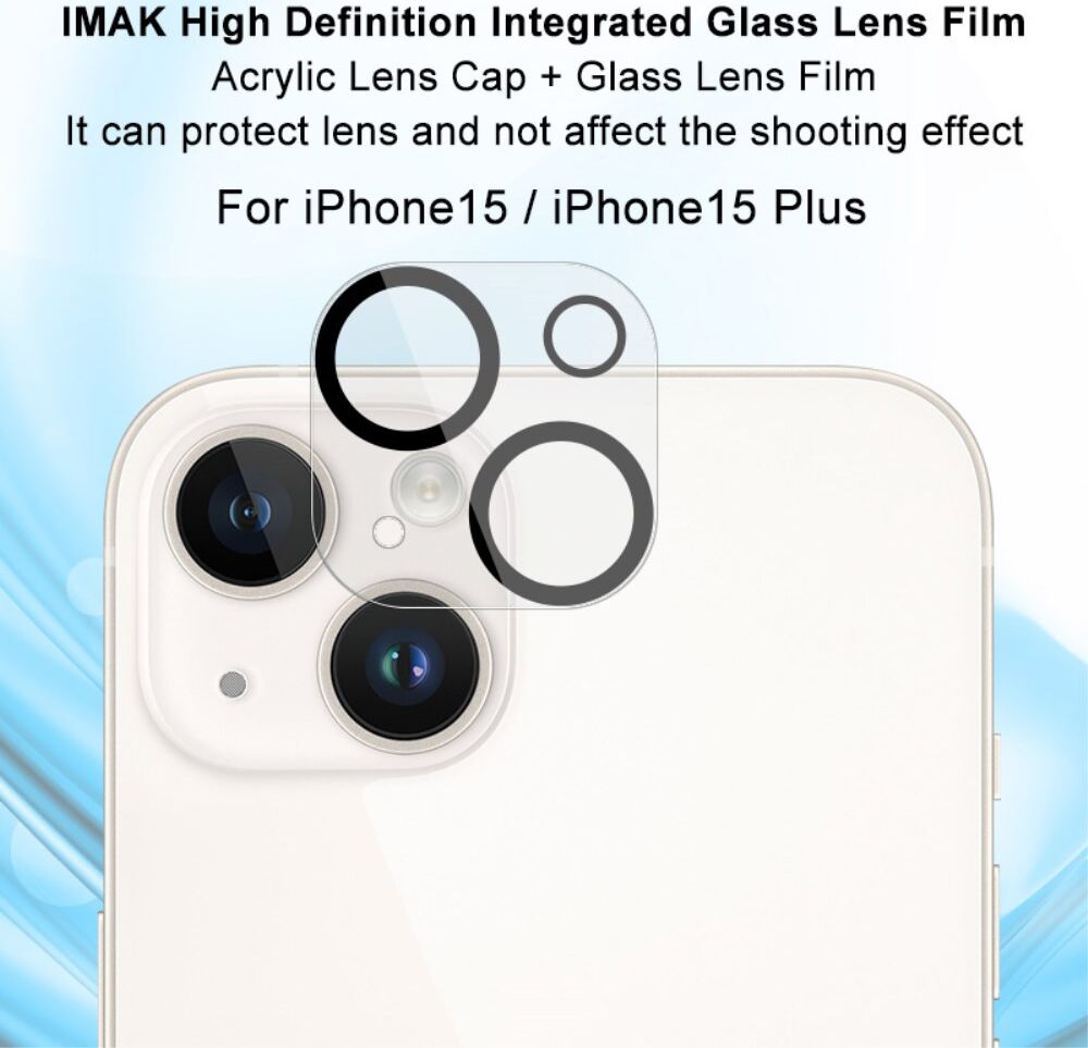 Imak Apple iPhone 15 / 15 Plus Camera Lens Protector + Lens Cap Clear afbeelding 3
