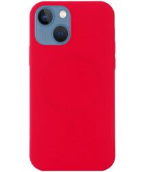 Apple iPhone 15 Hoesje MagSafe Dun Silicone Back Cover Rood