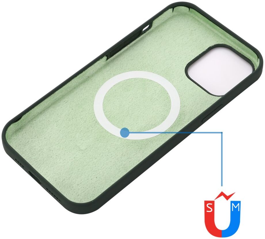 Apple iPhone 15 Hoesje MagSafe Dun Silicone Back Cover Groen afbeelding 4