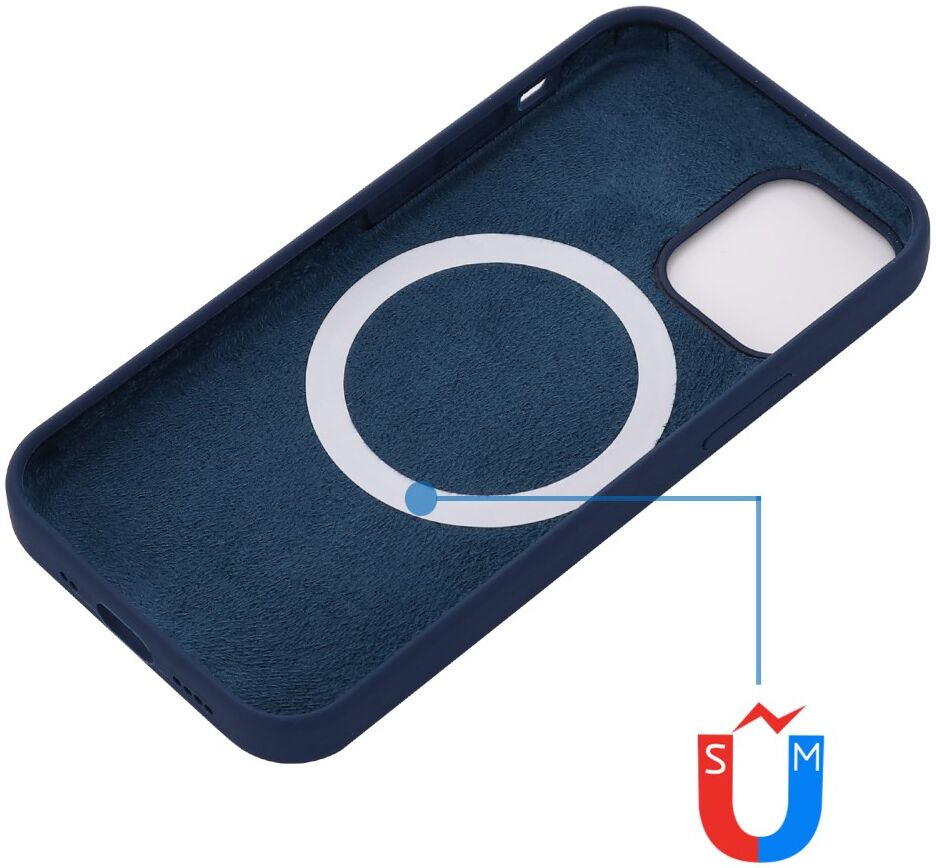 Apple iPhone 15 Hoesje MagSafe Dun Silicone Back Cover Blauw afbeelding 4