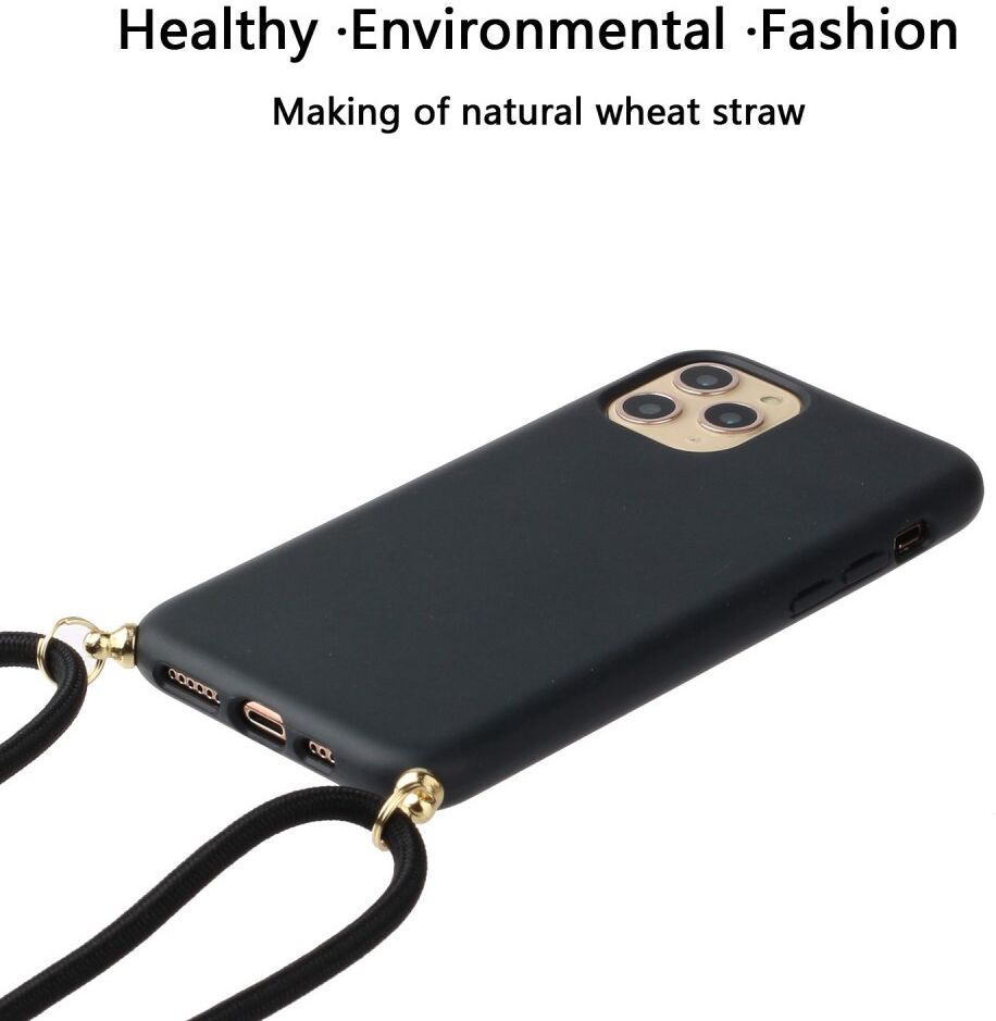 Apple iPhone 15 Pro Hoesje Flexibel TPU met Koord Back Cover Zwart afbeelding 3