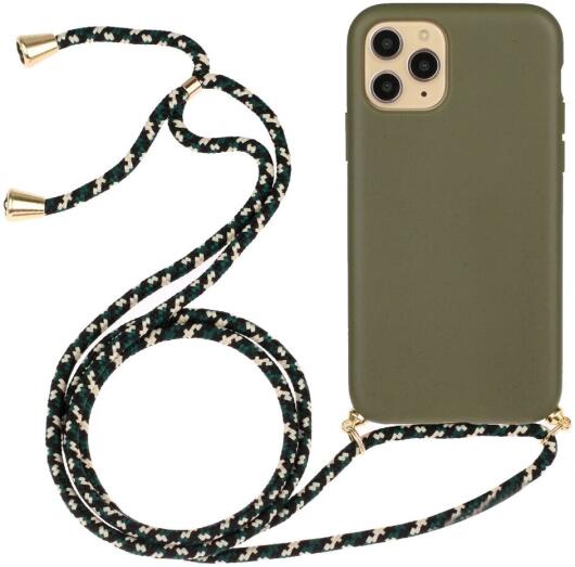 Apple iPhone 15 Pro Hoesje Flexibel TPU met Koord Back Cover Groen afbeelding 1