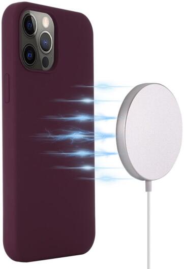 Apple iPhone 15 Pro Max Hoesje MagSafe Dun Silicone Bordeaux afbeelding 2