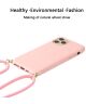 Apple iPhone 15 Pro Max Hoesje Flexibel TPU met Koord Back Cover Roze