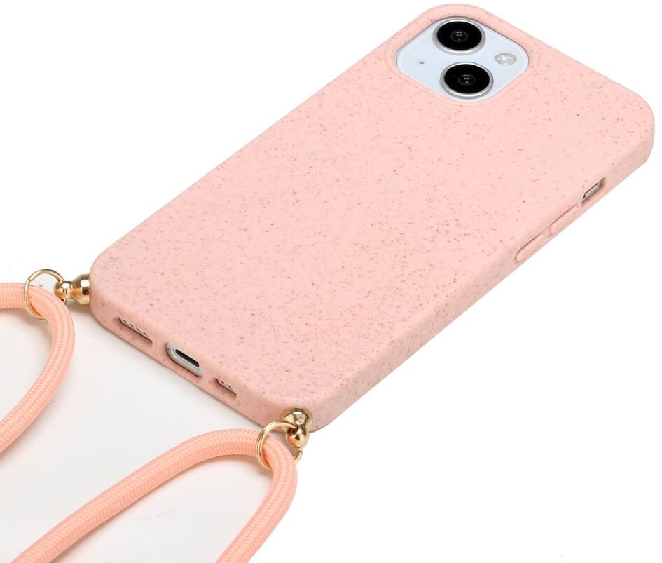 Apple iPhone 15 Plus Hoesje Flexibel TPU met Koord Back Cover Roze afbeelding 2