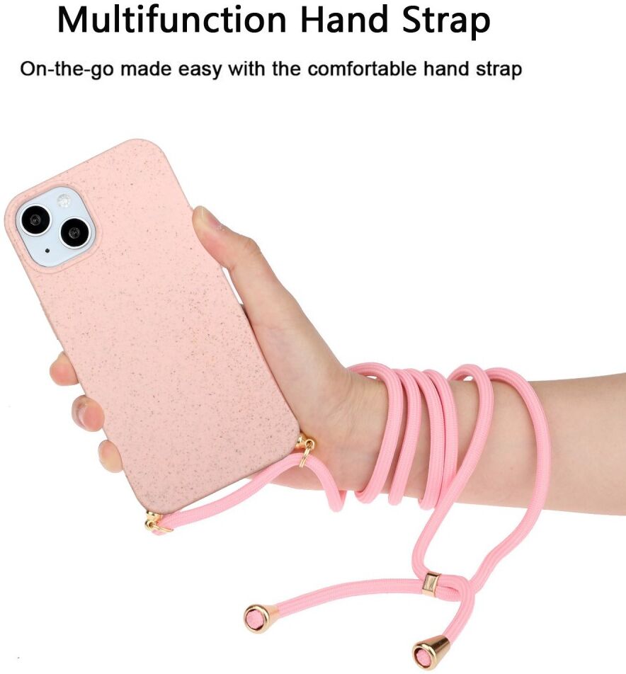 Apple iPhone 15 Plus Hoesje Flexibel TPU met Koord Back Cover Roze afbeelding 3