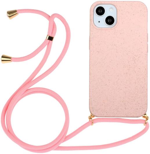 Apple iPhone 15 Plus Hoesje Flexibel TPU met Koord Back Cover Roze afbeelding 1