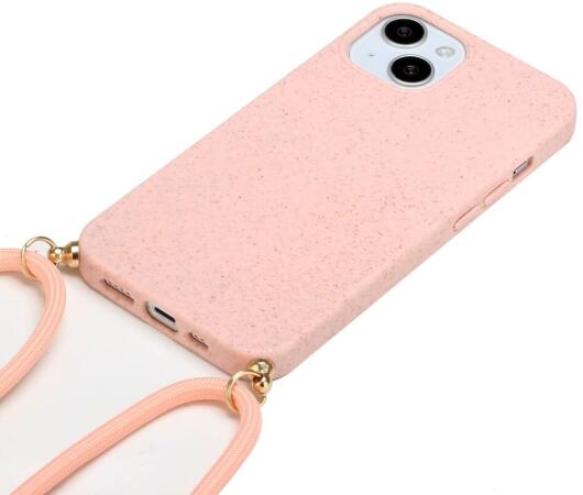 Apple iPhone 15 Plus Hoesje Flexibel TPU met Koord Back Cover Roze afbeelding 2