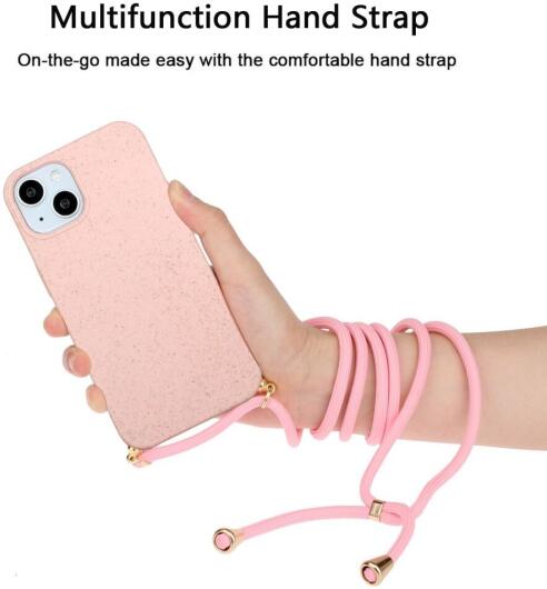 Apple iPhone 15 Plus Hoesje Flexibel TPU met Koord Back Cover Roze afbeelding 3