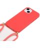 Apple iPhone 15 Hoesje Flexibel TPU met Koord Back Cover Rood