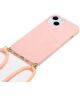 Apple iPhone 15 Hoesje Flexibel TPU met Koord Back Cover Roze