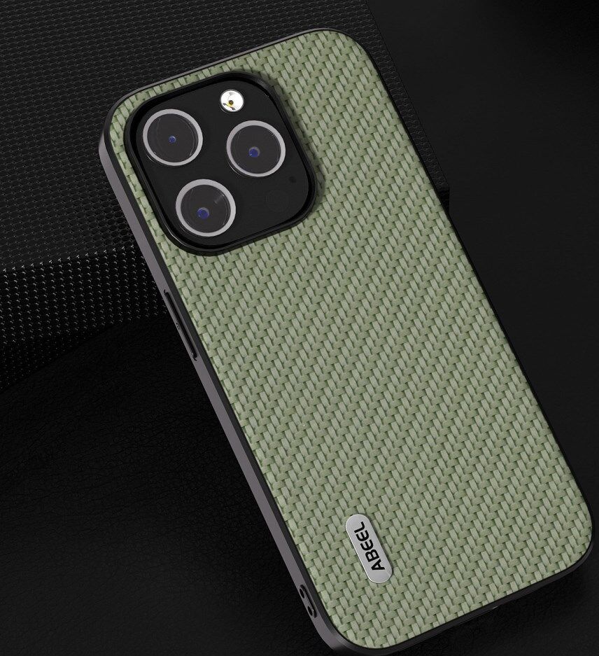 ABEEL Carbon Fiber Apple iPhone 15 Pro Hoesje Back Cover Groen afbeelding 2