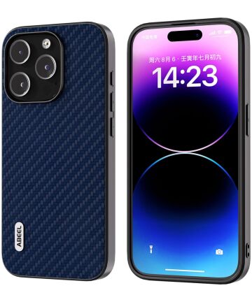 ABEEL Carbon Fiber Apple iPhone 15 Pro Hoesje Back Cover Blauw Hoesjes