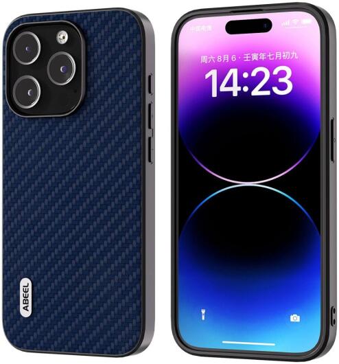 ABEEL Carbon Fiber Apple iPhone 15 Pro Hoesje Back Cover Blauw afbeelding 1