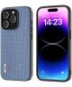 ABEEL Carbon Fiber Appel iPhone 15 Pro Hoesje Back Cover Lichtblauw