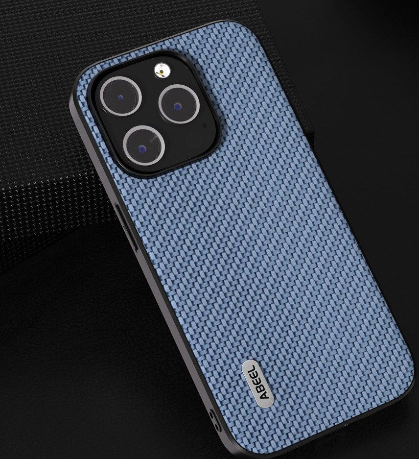 ABEEL Carbon Apple iPhone 15 Pro Max Hoesje Back Cover Lichtblauw afbeelding 2