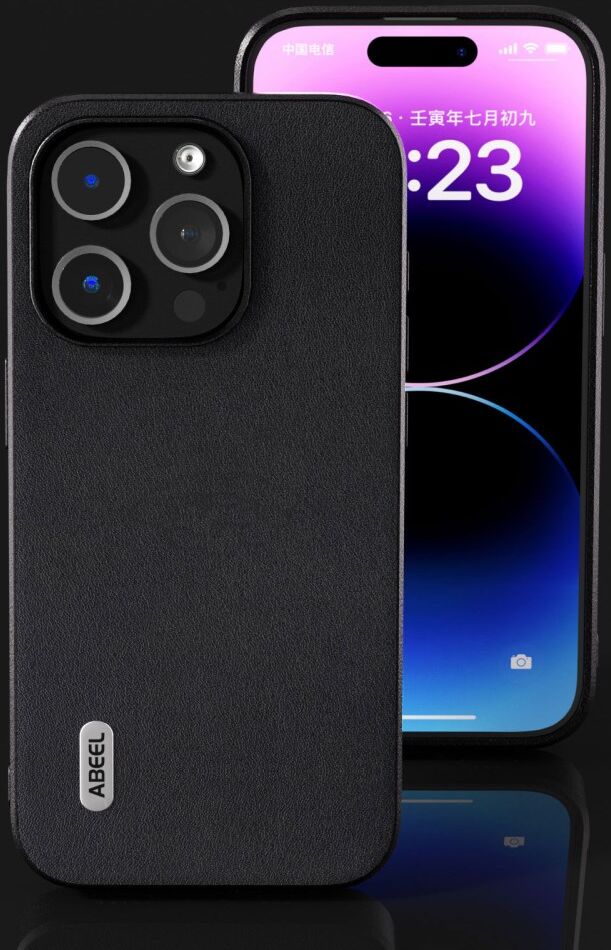 ABEEL Nappa Apple iPhone 15 Pro Max Hoesje Leer Back Cover Zwart afbeelding 5