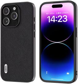ABEEL Litchi Apple iPhone 15 Pro Max Hoesje Leer Back Cover Grijs