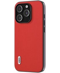 ABEEL Apple iPhone 15 Pro Max Hoesje Litchi Leer Back Cover Rood