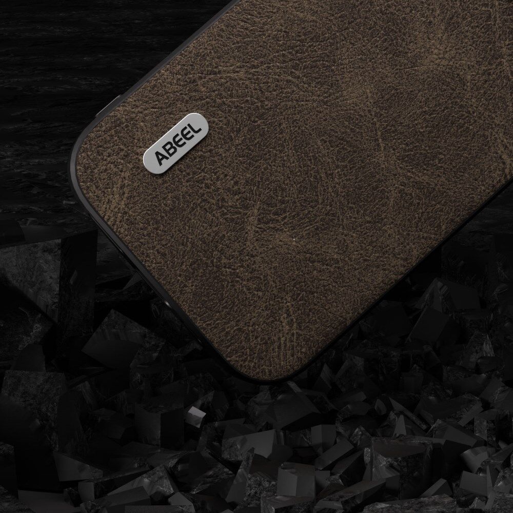 ABEEL Litchi Apple iPhone 15 Pro Max Hoesje Back Cover Khaki afbeelding 4