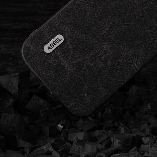 ABEEL Litchi Apple iPhone 15 Pro Max Hoesje Back Cover Zwart afbeelding 4