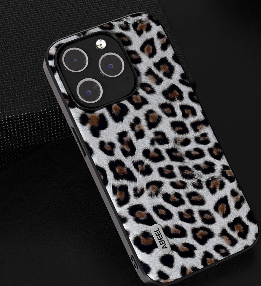 ABEEL Luipaard Apple iPhone 15 Pro Max Hoesje Back Cover Zilver afbeelding 2
