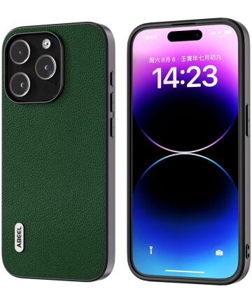 ABEEL Litchi Apple iPhone 15 Pro Max Hoesje Leer Back Cover Groen Hoesjes